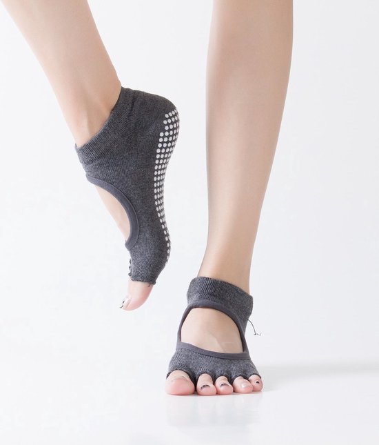 2 paar - Yoga sokken Donker Grijs - Vrouwen - One Size - Dames - Grip sokken - Yoga Socks