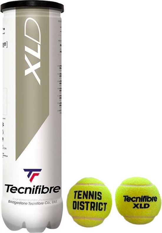 Tecnifibre XLD - Tennisdistrict logo - 4 Blik Tennisbal