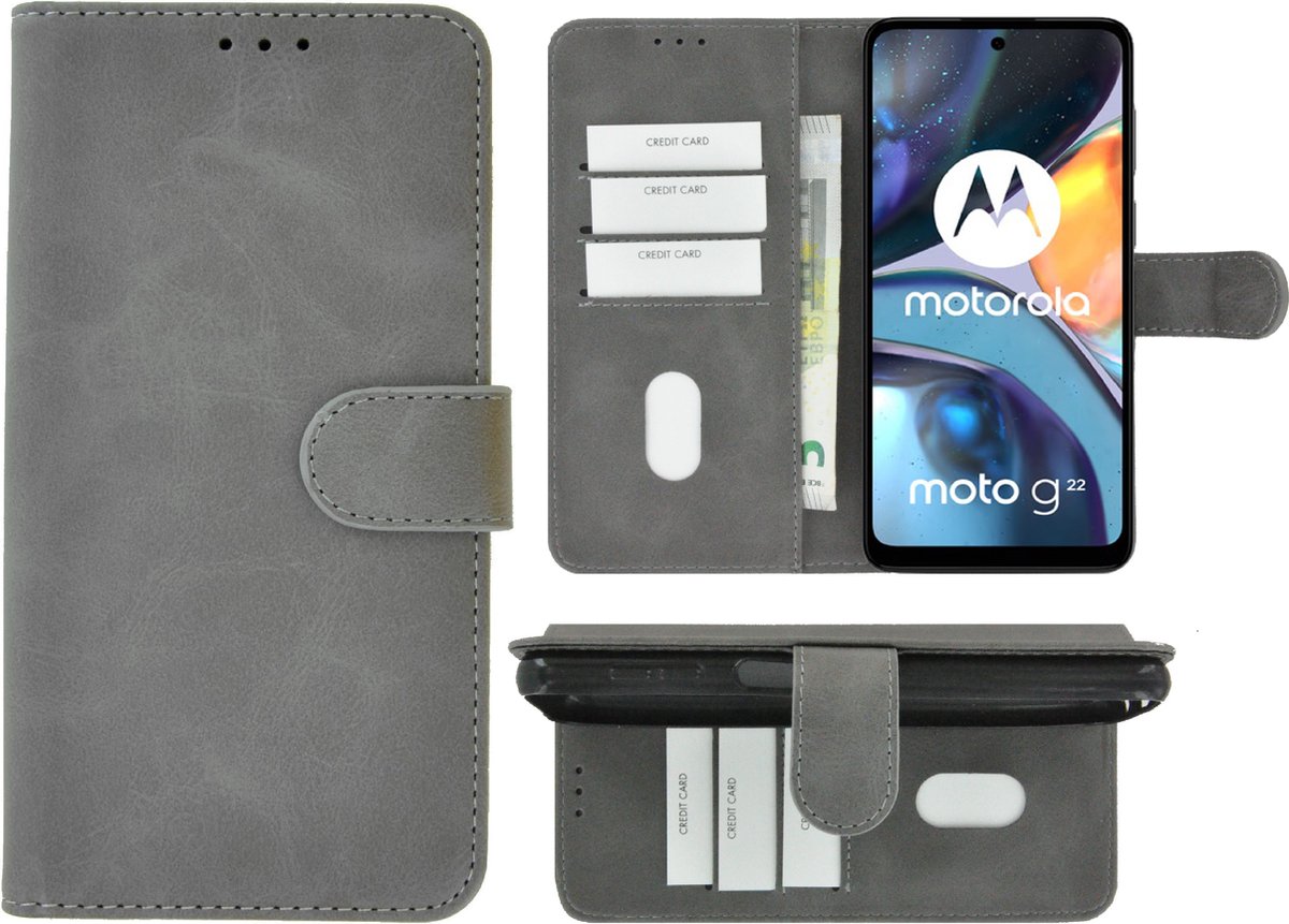 Pearlycase hoesje Geschikt voor Motorola Moto G22 - Kunstleer Book Case - Grijs