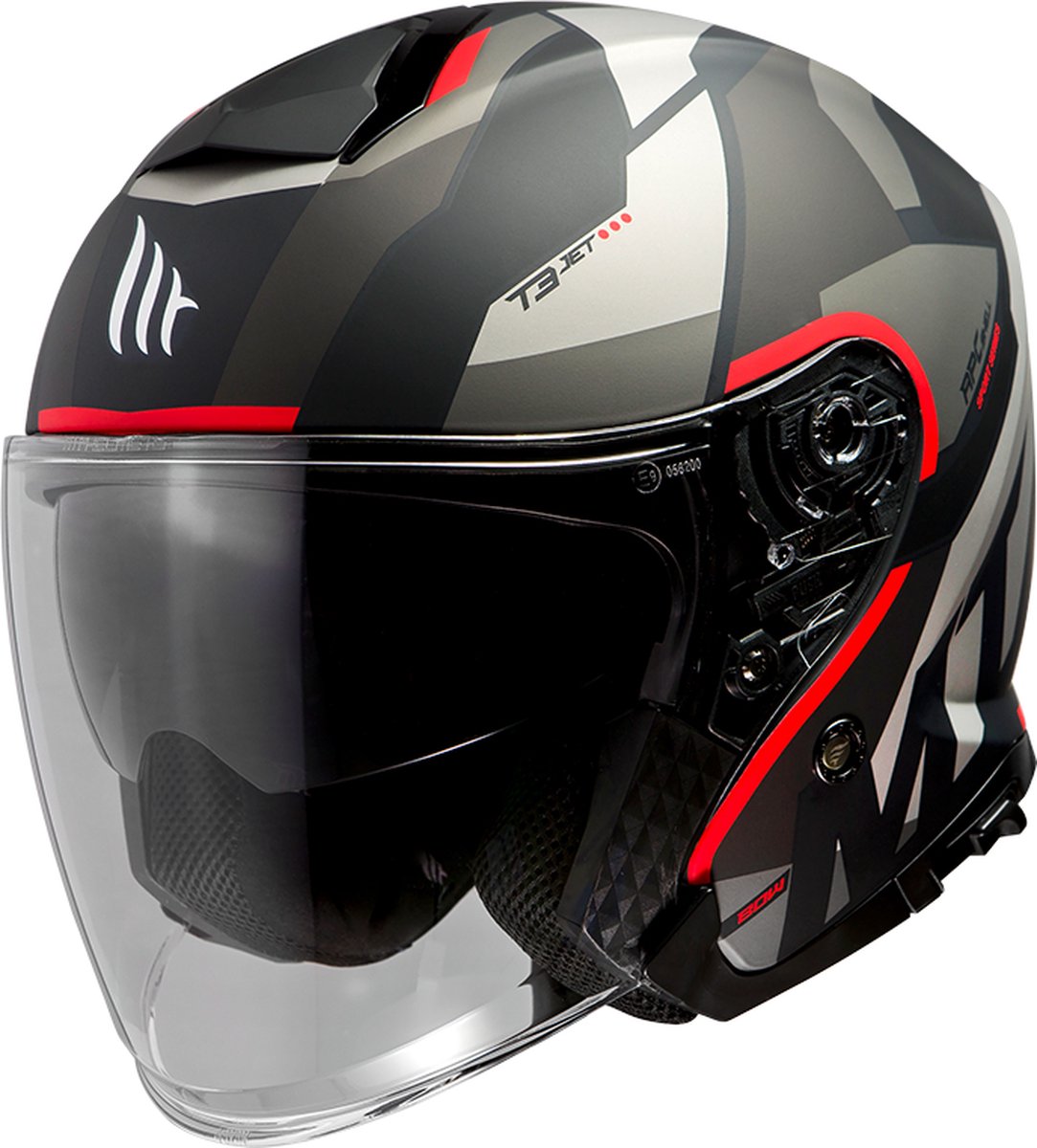 MT Thunder 3 SV Jet helm Bow mat zwart rood L