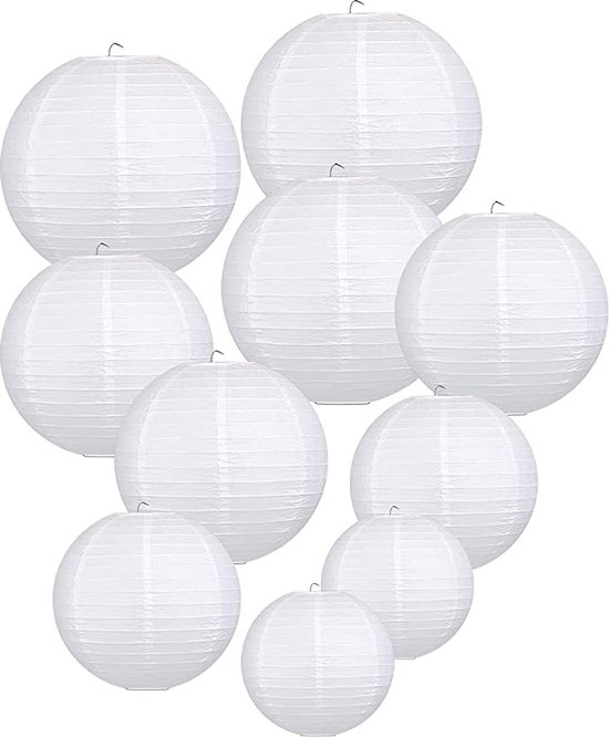 Lampionnen Voordeel pakketten Lampion Wit - verlicht - 35 stuks