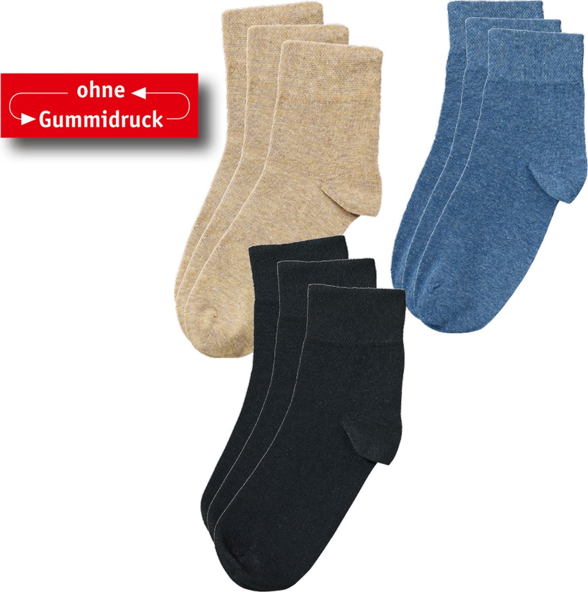 Katoenen sokken met korte schacht – naadloos / zonder elastiek – zwart – maat 43/46