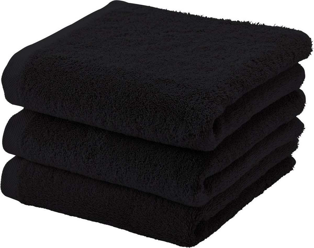 Aquanova handdoek London - 55x100 cm - Set van 3 - Zwart