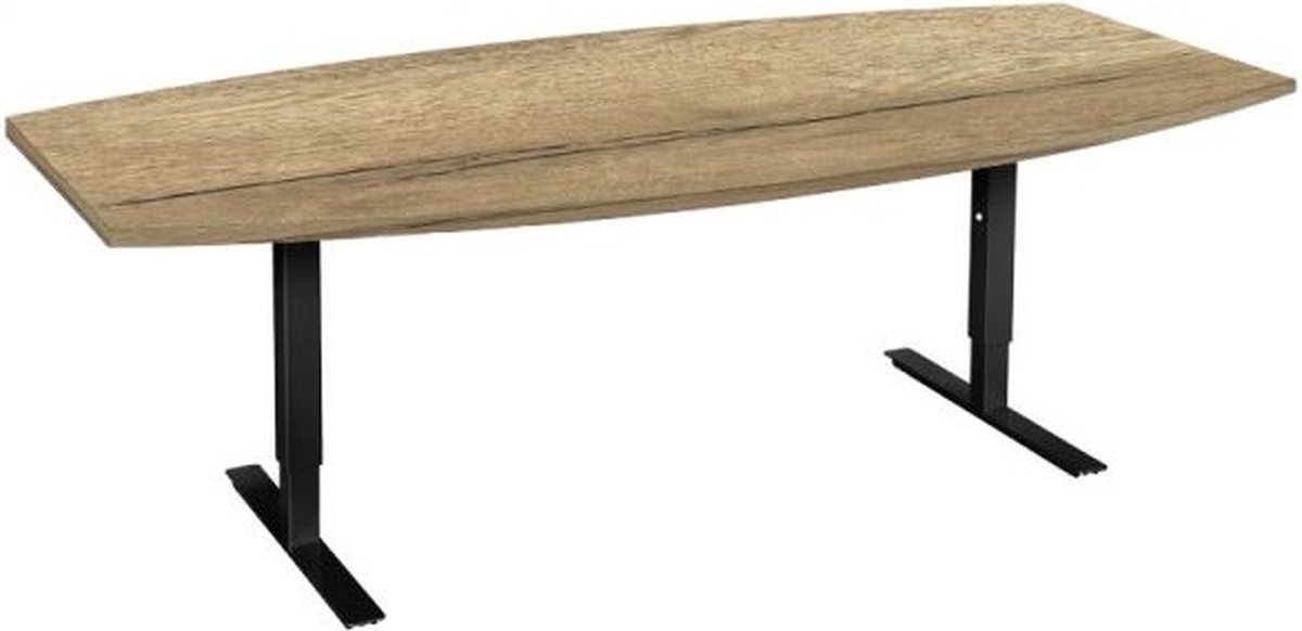 Offeco Bureau York Plus - Bureau - Bureautafel - Vergadertafel - Gaming bureau - Game bureau - Computertafel - Desk - Bureau Zwart - Verstelbaar bureau - Gaming Desk - Bureau tafel - Bureau verstelbaar –  Natuur eiken -240x120cm