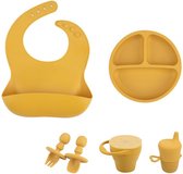 Loft Home Baby Bestek Set - Kinderservies - Kinderbestek - Bestekset Voor Baby & Peuter - Baby Bordje - Lepel en Vork - Siliconen - Geel