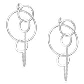 EAR IT UP - Oorbellen - Cirkel - Geschakeld - Ketting - 925 sterling zilver - 36 x 20 mm - 1 paar