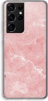Case Company® - Samsung Galaxy S21 Ultra hoesje - Roze marmer - Soft Cover Telefoonhoesje - Bescherming aan alle Kanten en Schermrand