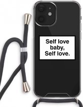 Case Company® - iPhone 12 mini hoesje met Koord - Self love - Telefoonhoesje met Zwart Koord - Extra Bescherming aan alle Kanten en Over de Schermrand