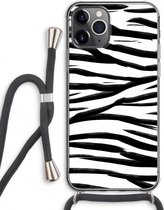 Case Company® - iPhone 11 Pro Max hoesje met Koord - Zebra pattern - Telefoonhoesje met Zwart Koord - Extra Bescherming aan alle Kanten en Over de Schermrand