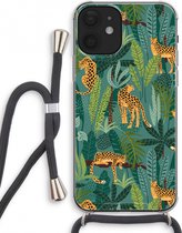 Case Company® - iPhone 12 mini hoesje met Koord - Luipaard 2 - Telefoonhoesje met Zwart Koord - Extra Bescherming aan alle Kanten en Over de Schermrand