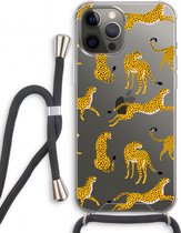 Case Company® - iPhone 12 Pro hoesje met Koord - Luipaard - Telefoonhoesje met Zwart Koord - Extra Bescherming aan alle Kanten en Over de Schermrand