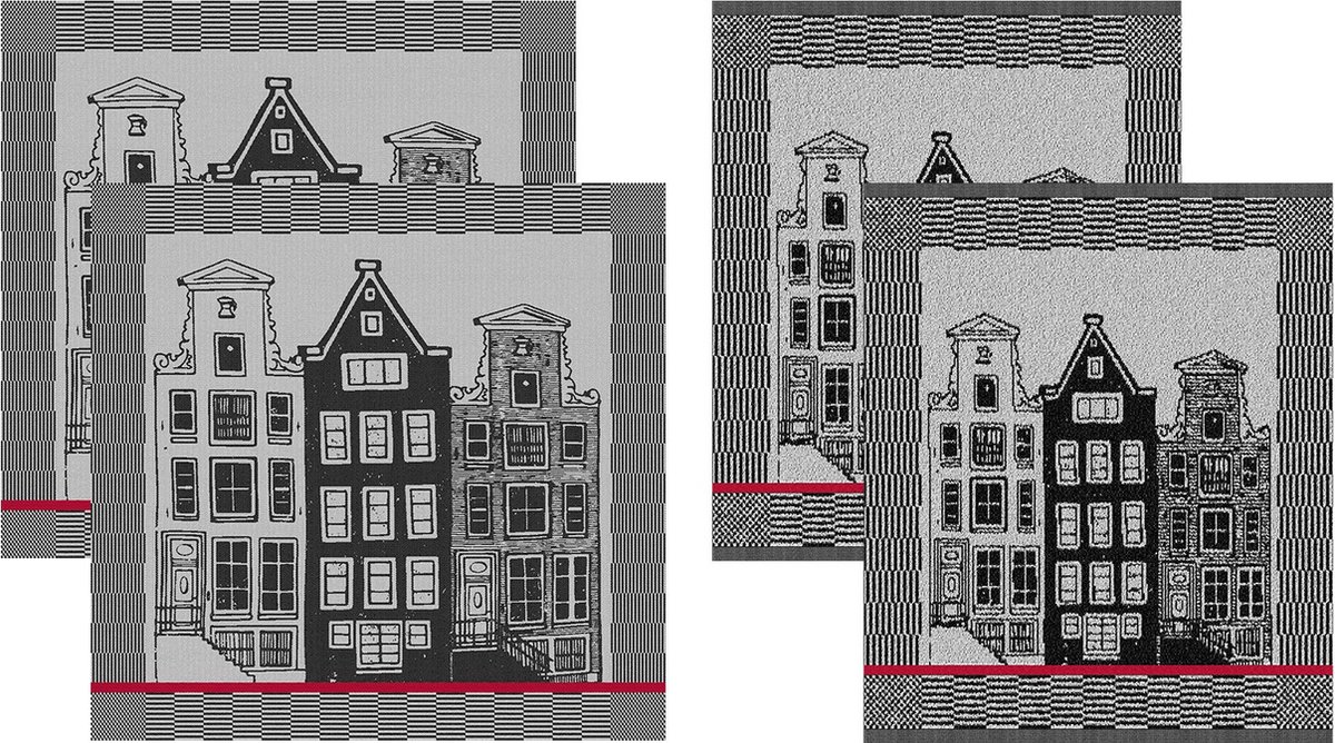 DDDDD 2x theedoek + 2x keukendoek Canal - Zwart