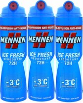 Mennen Ice Fresh 72H Deodorant - Pak Je Voordeel - 3 x 200 ml