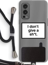 Case Company® - OnePlus Nord 2 5G hoesje met Koord - Don't give a shit - Telefoonhoesje met Zwart Koord - Bescherming aan alle Kanten en Over de Schermrand