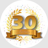24x Verjaardag ronde stickers 30 jaar - Happy Birthday Feest Stickervellen Kinderen Volwassenen Cadeau Sticker