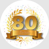 24x Verjaardag ronde stickers 80 jaar - Happy Birthday Feest Stickervellen Kinderen Volwassenen Cadeau Sticker