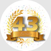 24x Verjaardag ronde stickers 43 jaar - Happy Birthday Feest Stickervellen Kinderen Volwassenen Cadeau Sticker