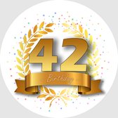 24x Verjaardag ronde stickers 42 jaar - Happy Birthday Feest Stickervellen Kinderen Volwassenen Cadeau Sticker