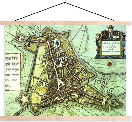 Un ancien plan de la ville historique de 's-Hertogenbosch plaque d'école lattes plates vierges - Plan 150x113 cm - Tirage photo sur affiche textielposter (décoration murale salon / chambre)