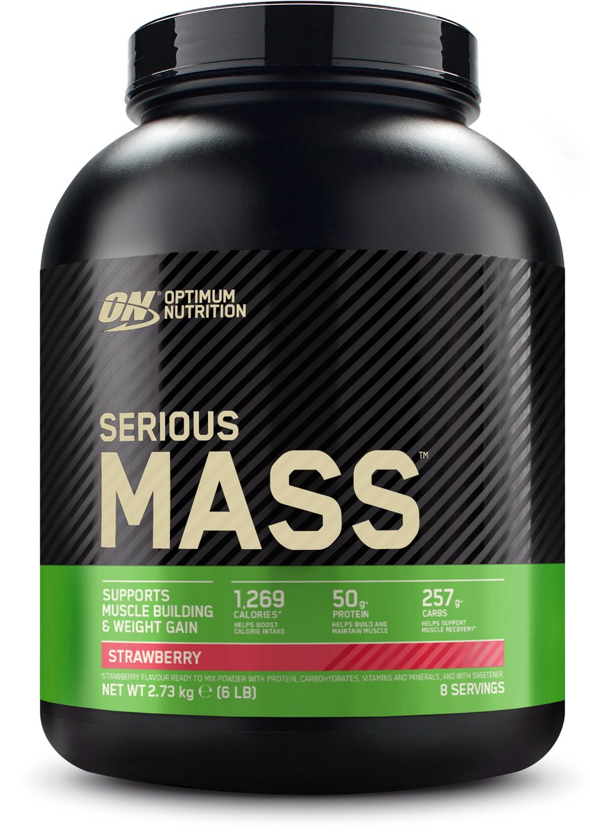 Goedkoopste Optimum Nutrition Serious Mass - Strawberry - Mass Gainer - Weight Gainer - 2727 gram (8 servings