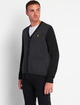 Mid Knit Contrast Knitted Cardigan Charcoal Marl/ Jet Black Marl