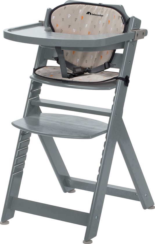 Bebeconfort Timba Chaise haute avec coussin réducteur - Warm Grey | bol