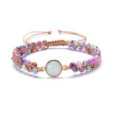 Nixnix - Bohemian Armband - Roze Onyx Kleur met Opaal Steen