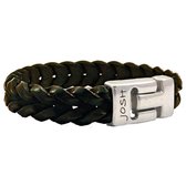 JOSH 24728-BRA-S-BR Armband leder bruin-zilverkleurig 15 mm.