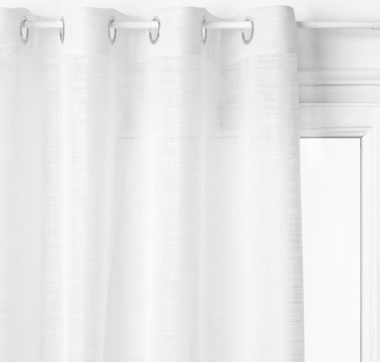 Atmosphera Rideau Alton blanc - Prêt à l'emploi avec anneaux - Habillage de fenêtre rideau - 140 x 240 cm