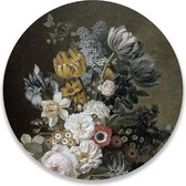 Wandcirkel Stilleven Met Bloemen | ⌀ 80 cm | Wanddecoratie | Muurcirkel Binnen | Forex | Ronde Schilderijen