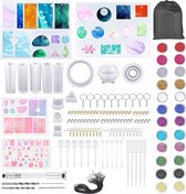 151 stuks epoxyhars mallen siliconen mal set, Lre Co. DIY hars gieten sieraden mallen met netzak, sleutelhangers en oorbelhaken, epoxy sieraden maken gereedschap voor kunstliefhebb