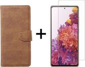 Samsung S22 Plus Hoesje - Samsung Galaxy S22 Plus hoesje bookcase bruin wallet case portemonnee hoes cover hoesjes - 1x Samsung S22 Plus screenprotector