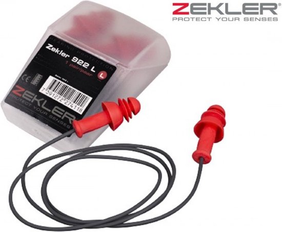 Compacte oordoppen met draad - Zekler - Gehoorbescherming - Rood | bol.com