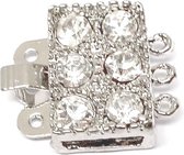 Art & Pearls – 15 juwelensluitingen voor drie rijen – met bergkristal – Platina Plated – Anti-Allergisch
