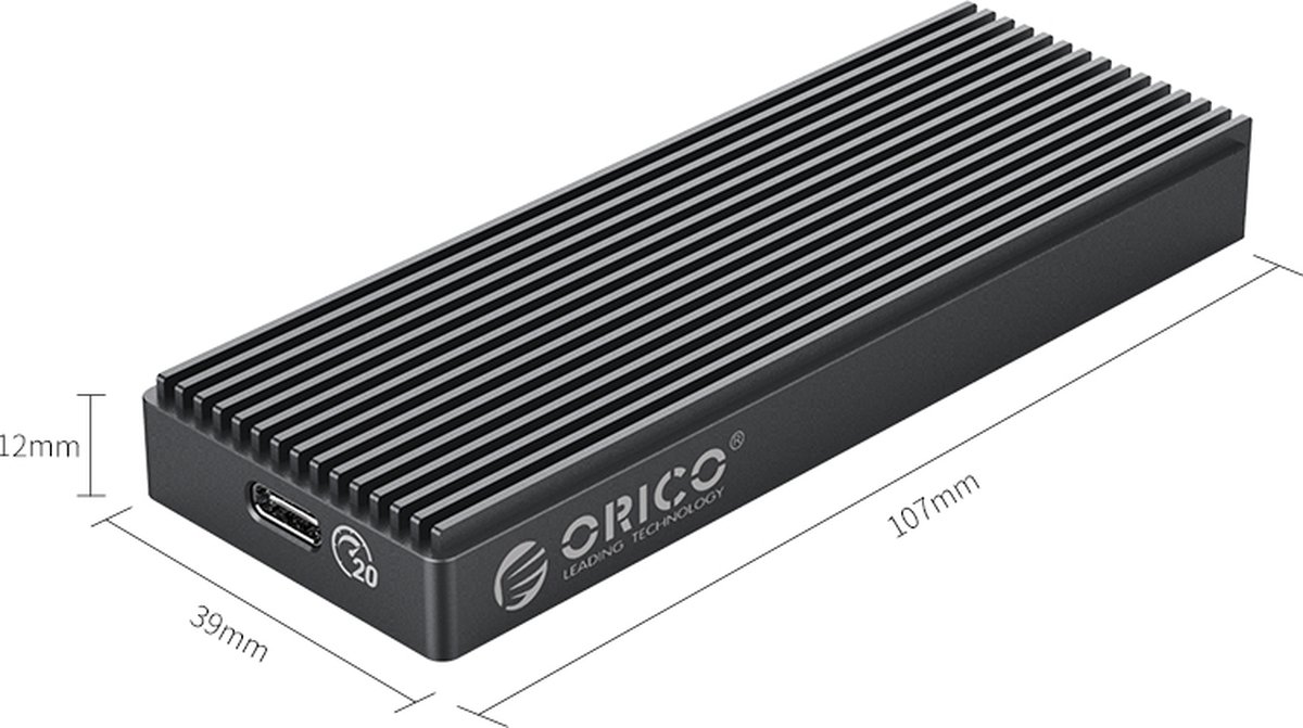 Boitier SSD NVMe USB 3.2 M2 Aluminium - 20Gbps - Puce ASM2364 - Gris Ciel -  Orico