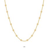 Twice As Nice Halsketting in 18kt verguld zilver, bloemetjes op bolletjesketting 40 cm+5 cm