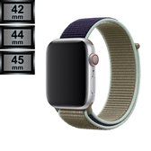 Geschikt voor Apple Watch Bandje - Geweven Sportbandje Nylon - Apple iWatch Series 1/2/3/4/5/6/SE/7/8 - 42/44/45mm - Kaki