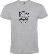 Grijs T-shirt ‘Pikachu in Pokeball’ Zwart Maat 4XL