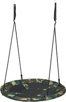FURNIBELLA - Rond Vogelnest Schommel Ø100CM voor Kinderen Verstelbare Hoogte 100-160CM Belasting 150 KG Camouflage Groen