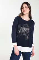 Cassis Dames T-shirt met hemd-effect - T-shirt - Maat 46
