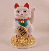 Maneki Neko Agitant chat porte-bonheur porte-bonheur plastique blanc 11.5x7cm Feng shui