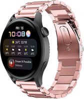 Stalen Smartwatch bandje - Geschikt voor  Huawei Watch 3 - Pro stalen band - rosÃ© pink - Strap-it Horlogeband / Polsband / Armband