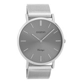 OOZOO Vintage series - Zilveren horloge met zilveren metalen mesh armband - C9937 - Ø40