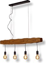 Vintge Houten Hanglamp Scandinavisch Boho-stijl  E27 fitting, hanglamp zwart, 4 lichts, Industrieel Plafondlamp , modern, retro hanglamp voor Slaapkamer hanglamp woonkamer