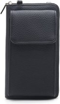 Portemonnee tasje met schouderband zwart -telefoontasje dames anti-skim RFID - schoudertas - clutch - festival tas - Portemonnee voor mobiel