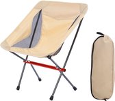 Kampeerstoel - Inklapbare Campingstoel - Vouwstoel - Opvouwbare Stoel - Picknick - Lichtgewicht - Beige