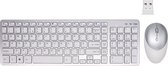 Case2go - Draadloos Toetsenbord en Muis - QWERTY - 2.4G Keyboard  - Oplaadbaar - Met USB Dongle - Universeel - Silver White