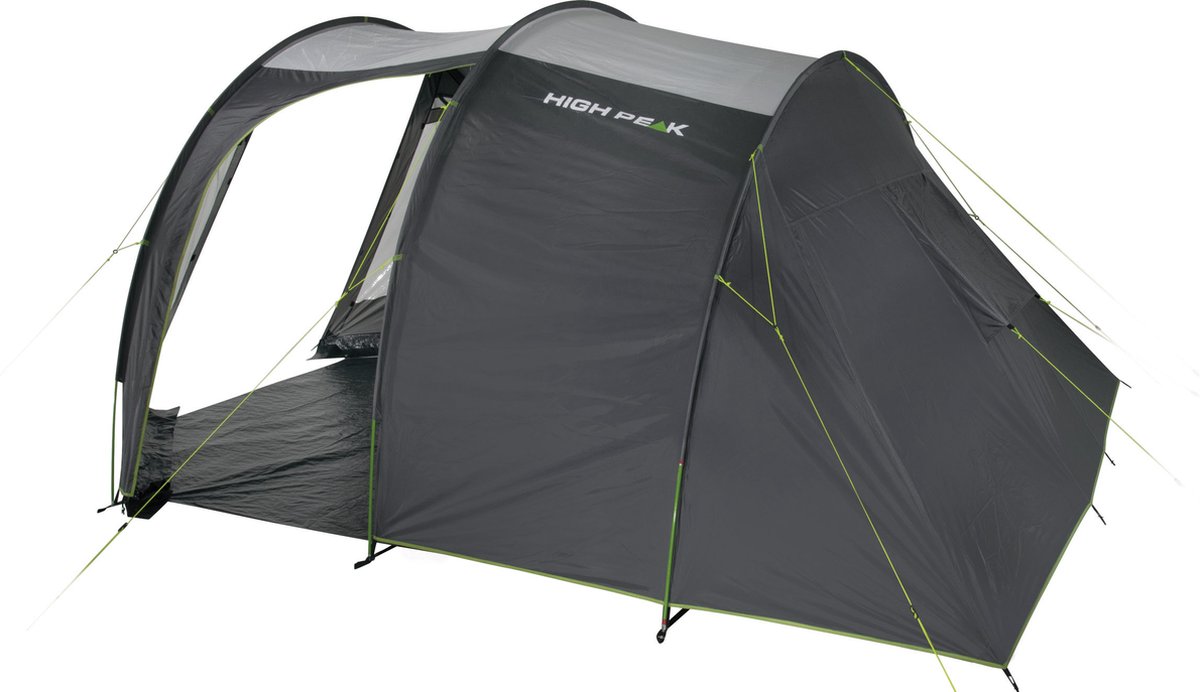 High Peak tunneltent Ancona 5.0, 5 persoons camping tent met leef- en bergruimte, wegneembaar grondzeil, heldere PVC vensters met gordijnen, muggengaasvenster, ruime festivaltent met 200 cm stahoogte, familietent met 2 ingangen, dubbeldaks
