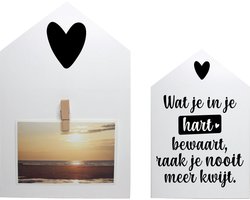 Fotolijst herinnering Wat je in je hart bewaart - Aandenken - tekstbord In Memoriam - Cadeau bij overlijden - Fotolijst - Troostgeschenk - Troost cadeau