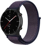 Nylon Smartwatch bandje - Geschikt voor Strap-it Amazfit GTR 2 nylon band - paars-blauw - GTR 2 - 22mm - Strap-it Horlogeband / Polsband / Armband